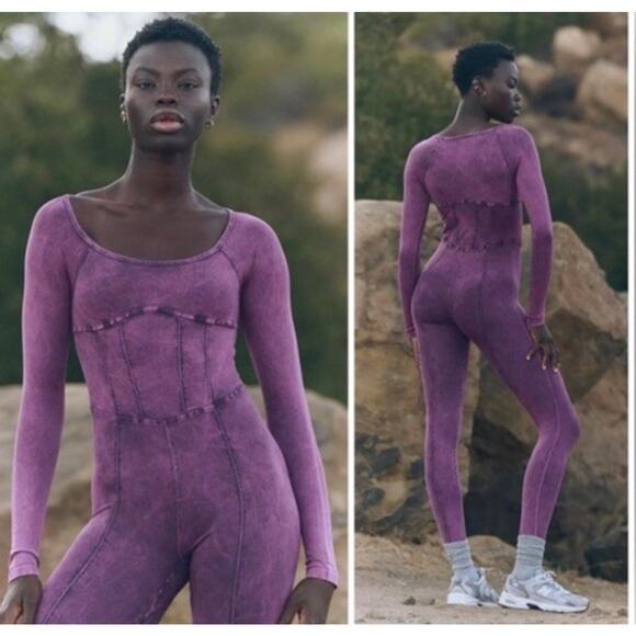 Free People Movement Good Karma Jumpsuit Washed Purple Women’s Size XS/S - Picture 1 of 9